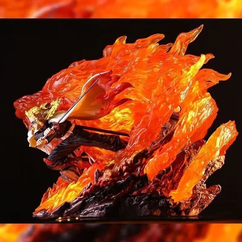 27cm Demon Slayer Rengoku Kyoujurou Fire Pillar Anime Figure Model Statue Boys Collection Desktop Decoration Ornament Toys Gifts