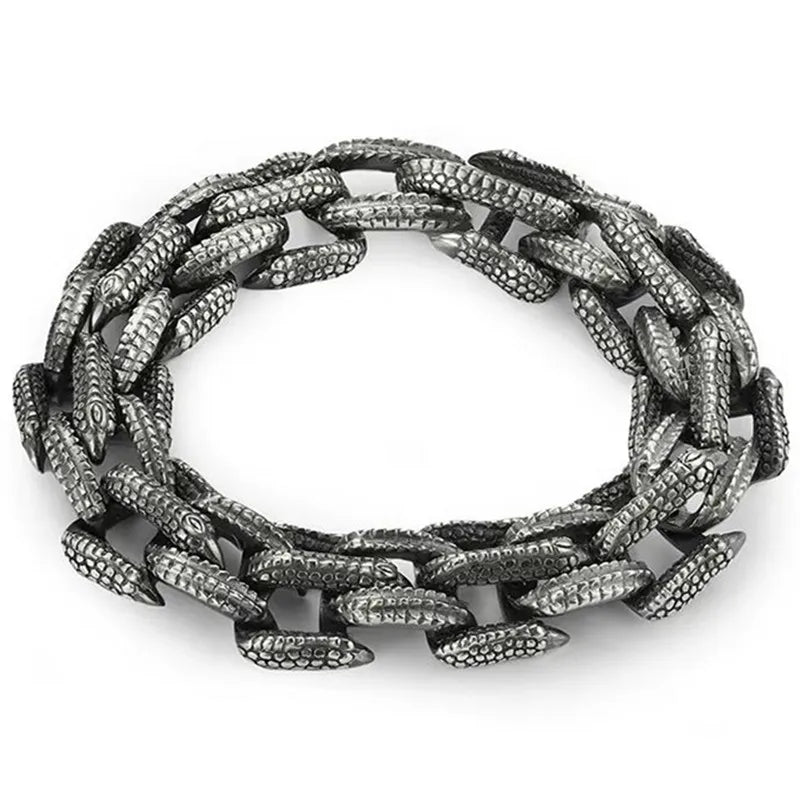 Bracelet Bangle Pure 925 Sterling Silver Dragon Scale Chain Punk Rock Luxury Brand Fine Jewelry Man Woman 2024 New In Gift B19