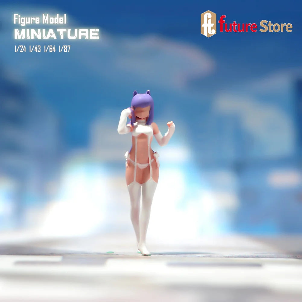 Miniature Figure 1/87 1/64 1/43 1/24 Anime Long Hair Beauty Girl 3D Diorama Model Creative Scene Prop Decoration