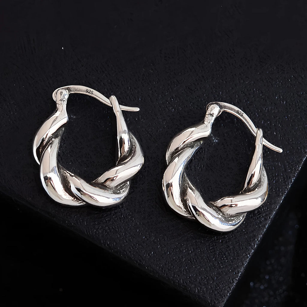 VENTFILLE 925 Sterling Silver Chunky Hoop Earrings for Women Geometric Circle Punk Ear Jewelry Party Gifts 2023 New Dropshipping