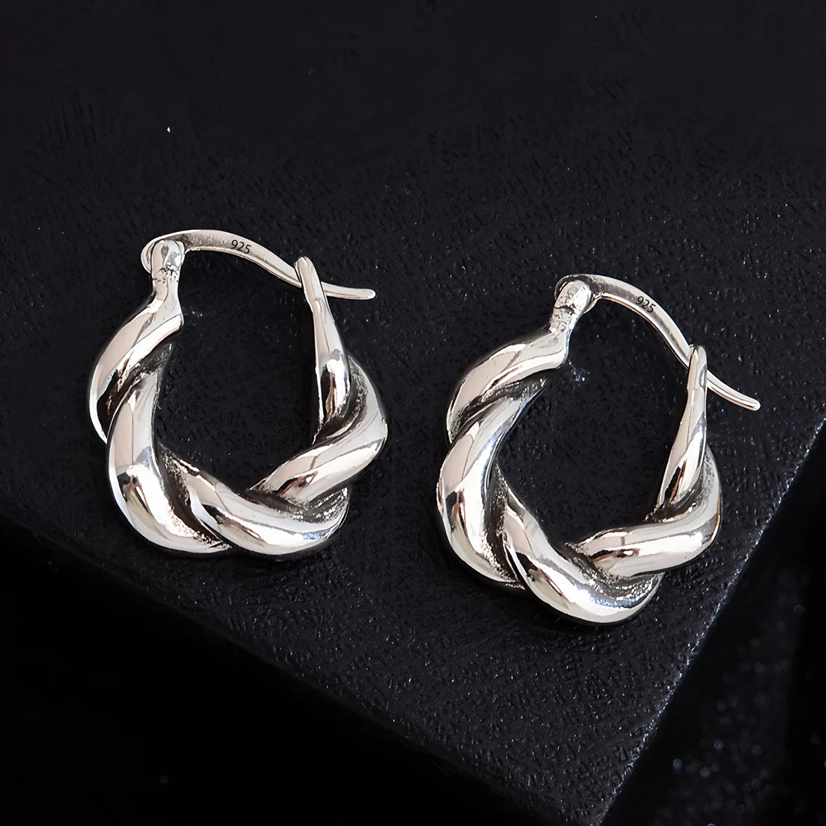 VENTFILLE 925 Sterling Silver Chunky Hoop Earrings for Women Geometric Circle Punk Ear Jewelry Party Gifts 2023 New Dropshipping
