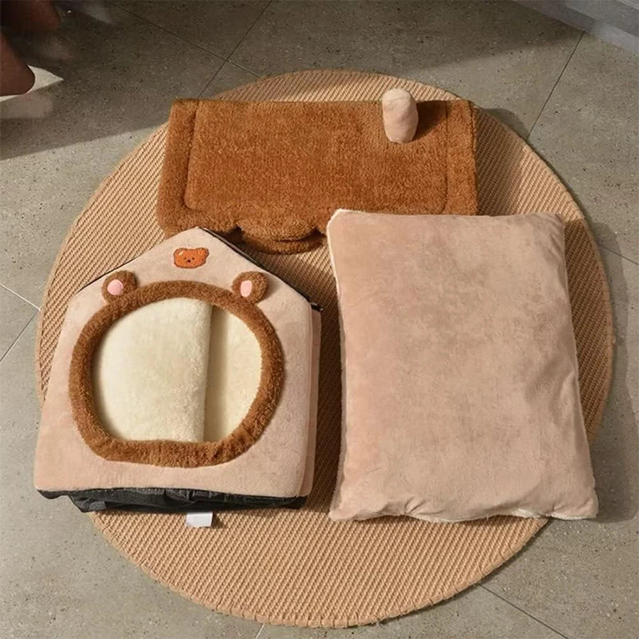 Faltbares Haustierhaus, abnehmbares, waschbares Katzenhaus, Welpenhöhle, Sofa, Haustierbett, Haus für besonders kleine Hunde und kleine und mittelgroße Katzen