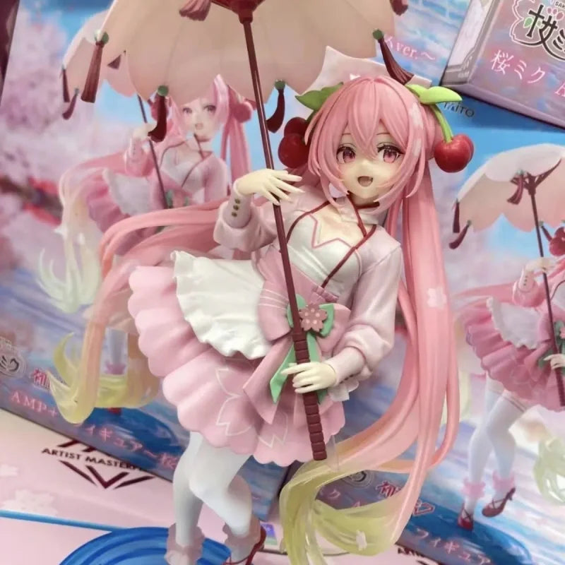 Taito Artist Masterpiece Amp Sakura Hatsune Miku Figure Sakura Dress Style With Umbrella Collectible Statue For Anime Fans