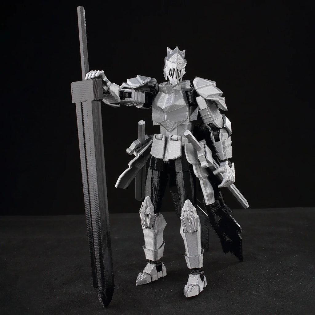 9L3D Lucky13 Silver Knight Robot Action Figure Dummy13 with Giant Sword T13 Multi-Jointed 3D Printed Collectible Toy Titan13