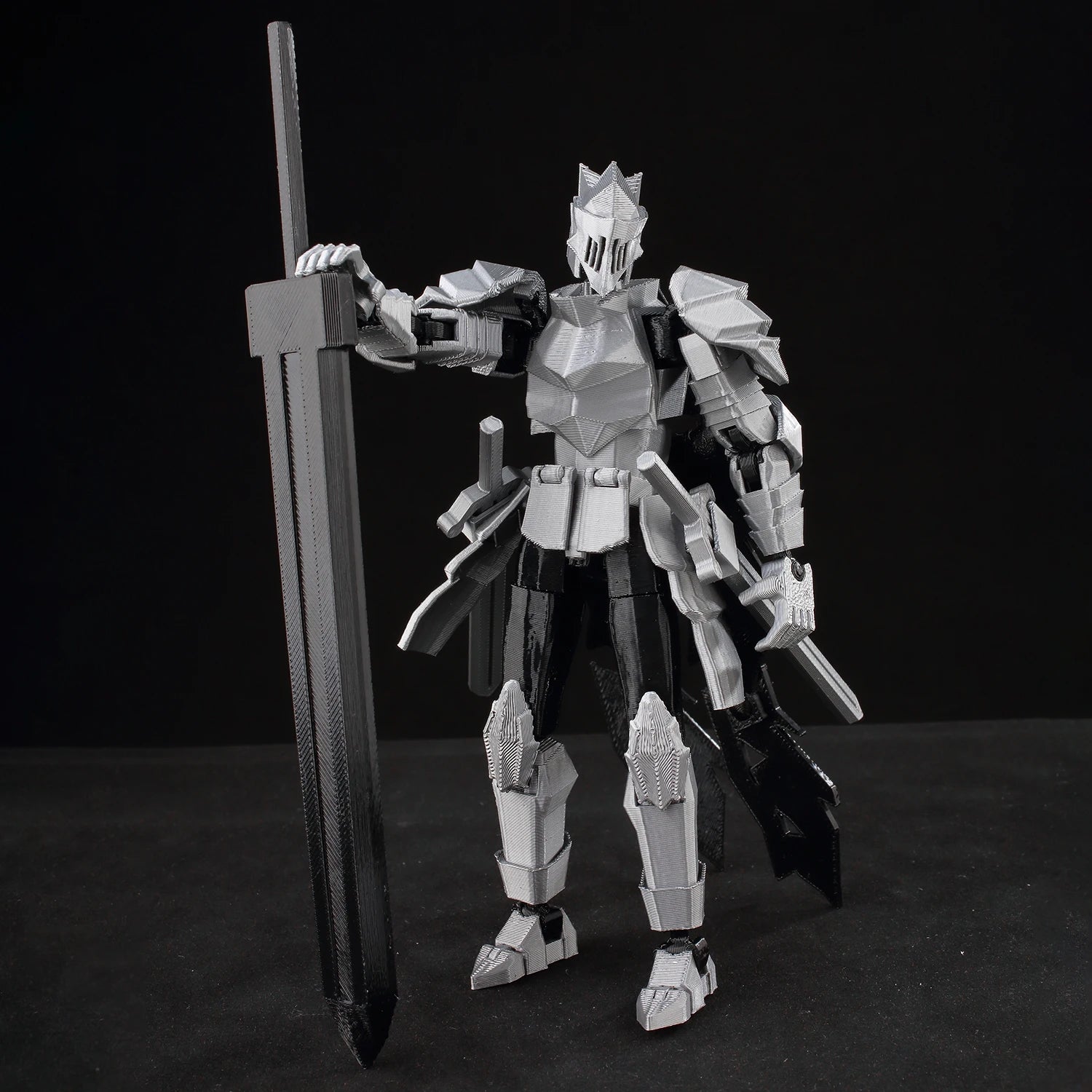 9L3D Lucky13 Silver Knight Robot Action Figure Dummy13 with Giant Sword T13 Multi-Jointed 3D Printed Collectible Toy Titan13