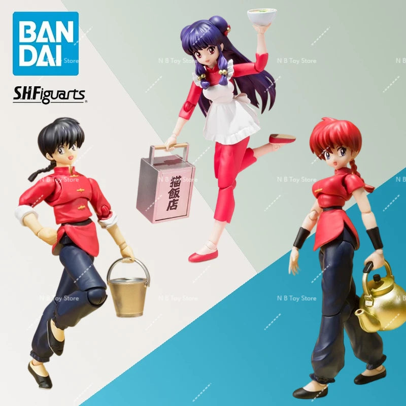 In Stock Origin BANDAI SH Doll Ranma Saotome Ranma 1/2 Inventory Anime Action Series Doll Model Toy Doll Gift