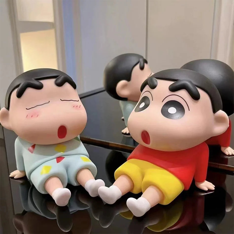Crayon Shin-Chan Anime Figure Phone Holder Kawaii Desktop Ornaments Phone Support Mini GK Collection Decoration Toys Girls Gifts