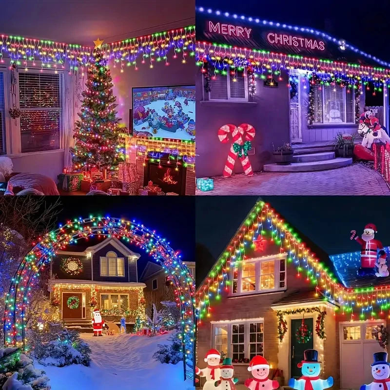 NEW 162/96LED Solar Icicle Outdoor Christmas Lights 8 Modes Waterproof Fairy Lights for Home Party Halloween Holiday Decoration