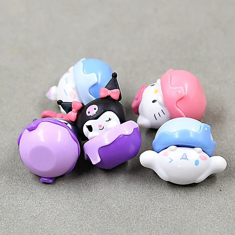 Sanrio Hello Kitty Mini Decoration Doll Anime Figure Kuromi Q Figural Cute Toy Car Cake Decoration Model Children Birthday Gifts