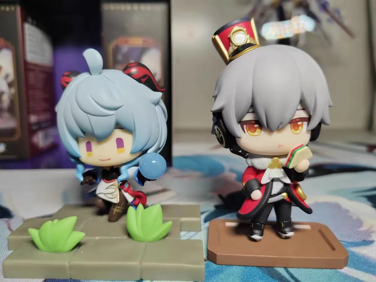 Honkai Star Rail Q Version Figure Train Welcome Tea Party Series Doll Dan Heng March 7th Action Figures Game Peripheral  Gift