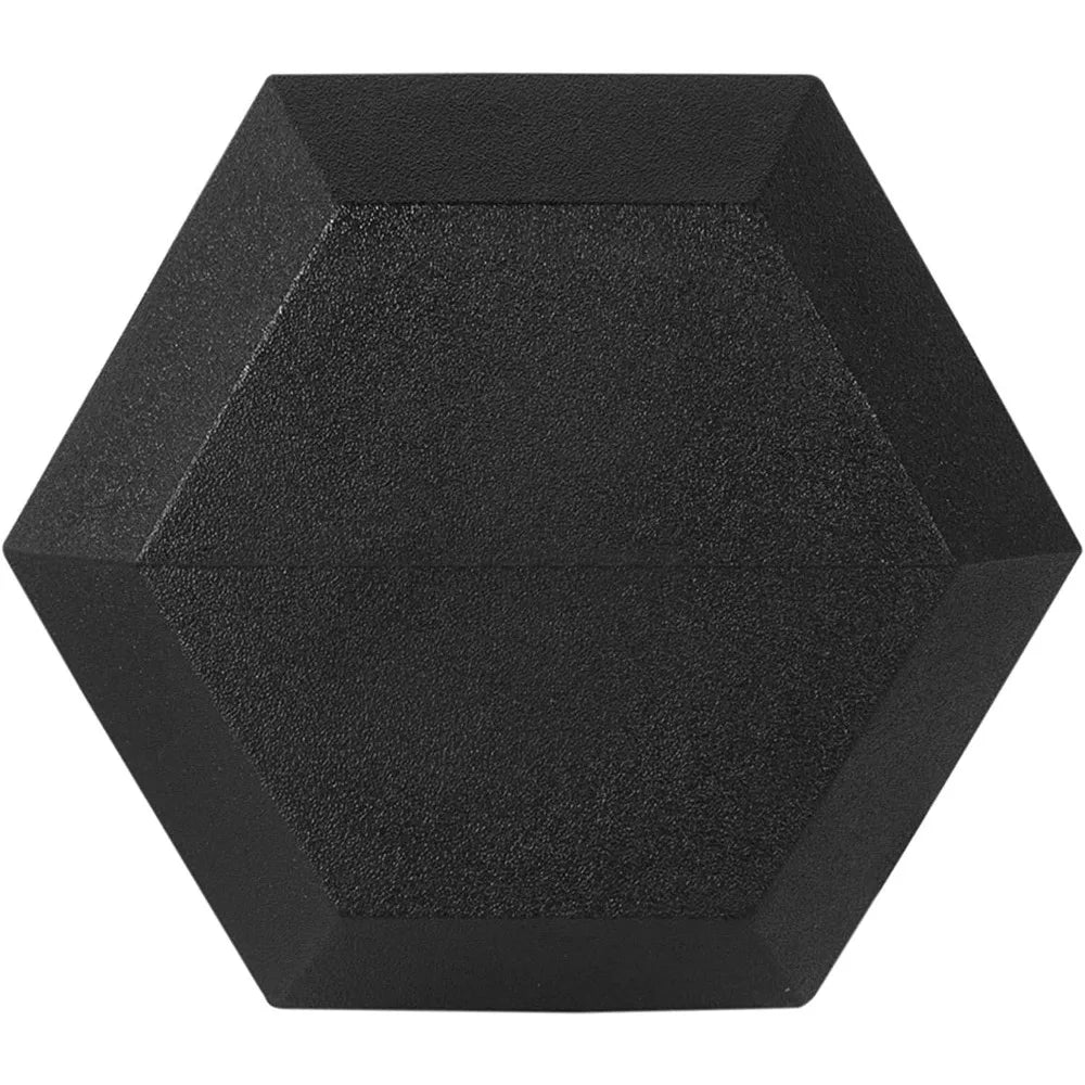 Black Handled Rubber Coated Hex Dumbbells Set 5-25Lb with Storage Rack and Non-Slip Design for Building Muscle Strength