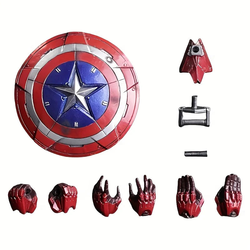 Authorized Captain America Figure Avengers 4 Marvel Ornament Double-Headed Sculpture 40Cm+Replacement Figurine Model