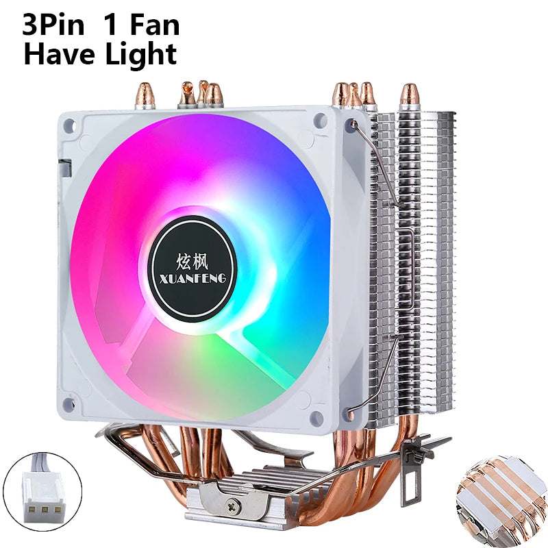 XUANFENG CPU Cooler Fan Computer x79 x99 Processor 2/4/6 Heat pipe 4pin/PWM Compatible LGA2011-3 2066 115x 1200 1700 AMD AM4 AM5