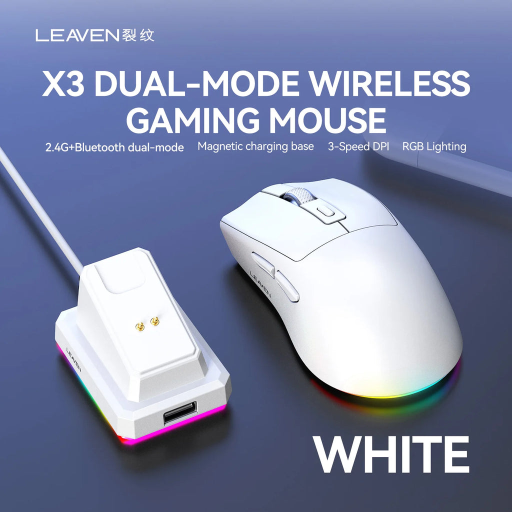 LEAVEN X3 2,4G Bluetooth Dual Modus Empfänger Optische Maus Drahtlose Gaming Maus 1600DPI Bluetooth Kompatibel Maus für MacBook L