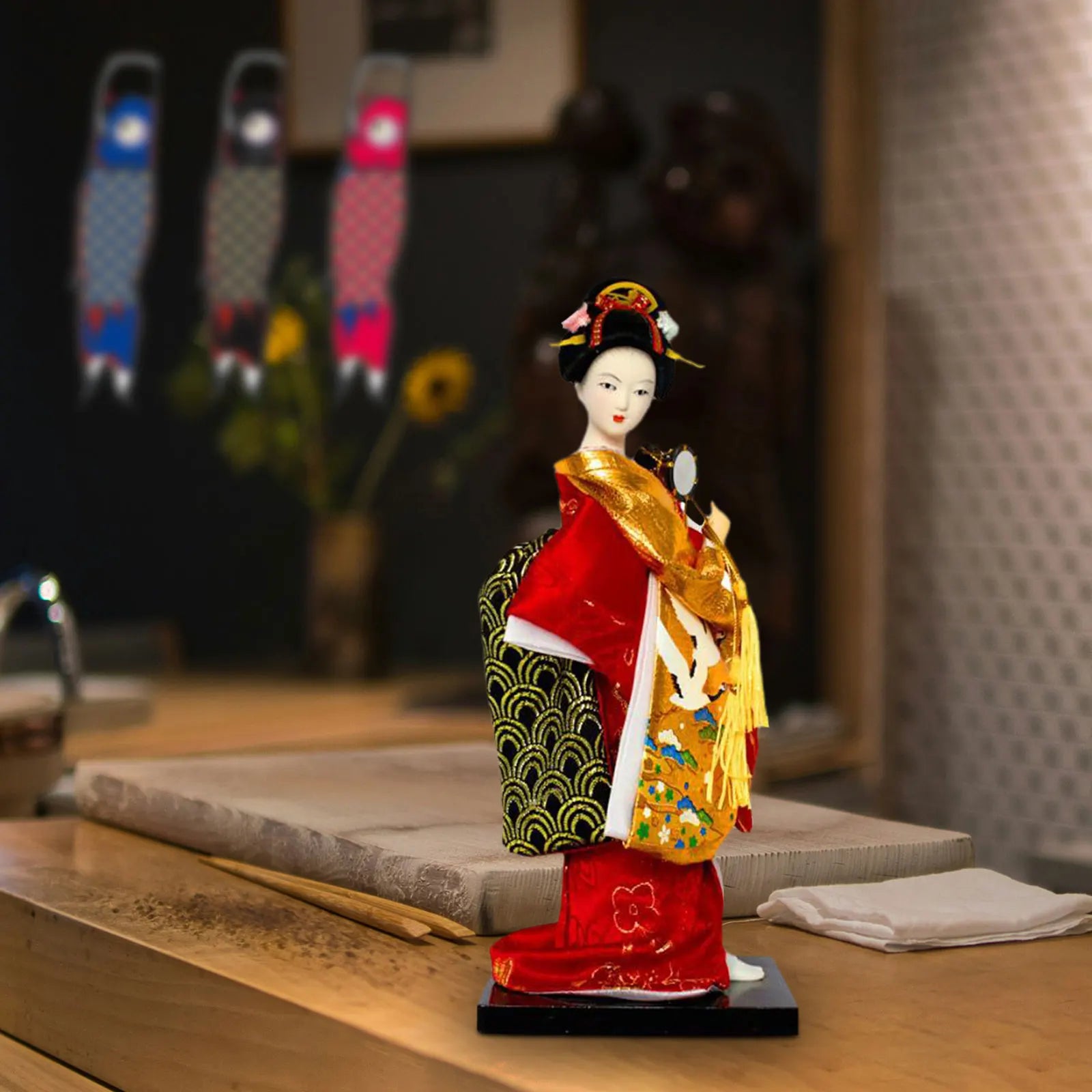 Japanese Geisha Kimono Doll Geisha Figurine Store Cabinet Living Room Decoration Desktop Figurine Ornament