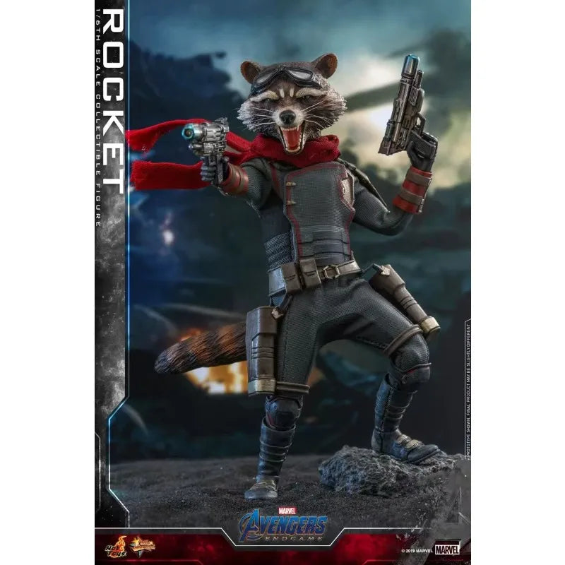 Original Hot Toys MARVEL AVENGERS ENDGAME 4 ROCKET Raccoon Anime Figure Toys Model Collection