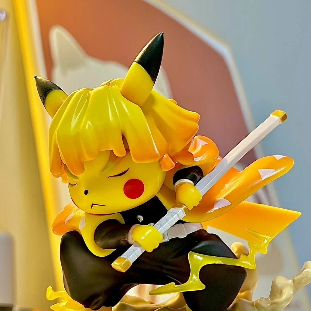 11cm Hot Anime Figure Pikachu Cross-Dressing Agatsuma Zenitsu Figurine PVC Statue Model Doll Collection Ornament Toys Boys Gifts