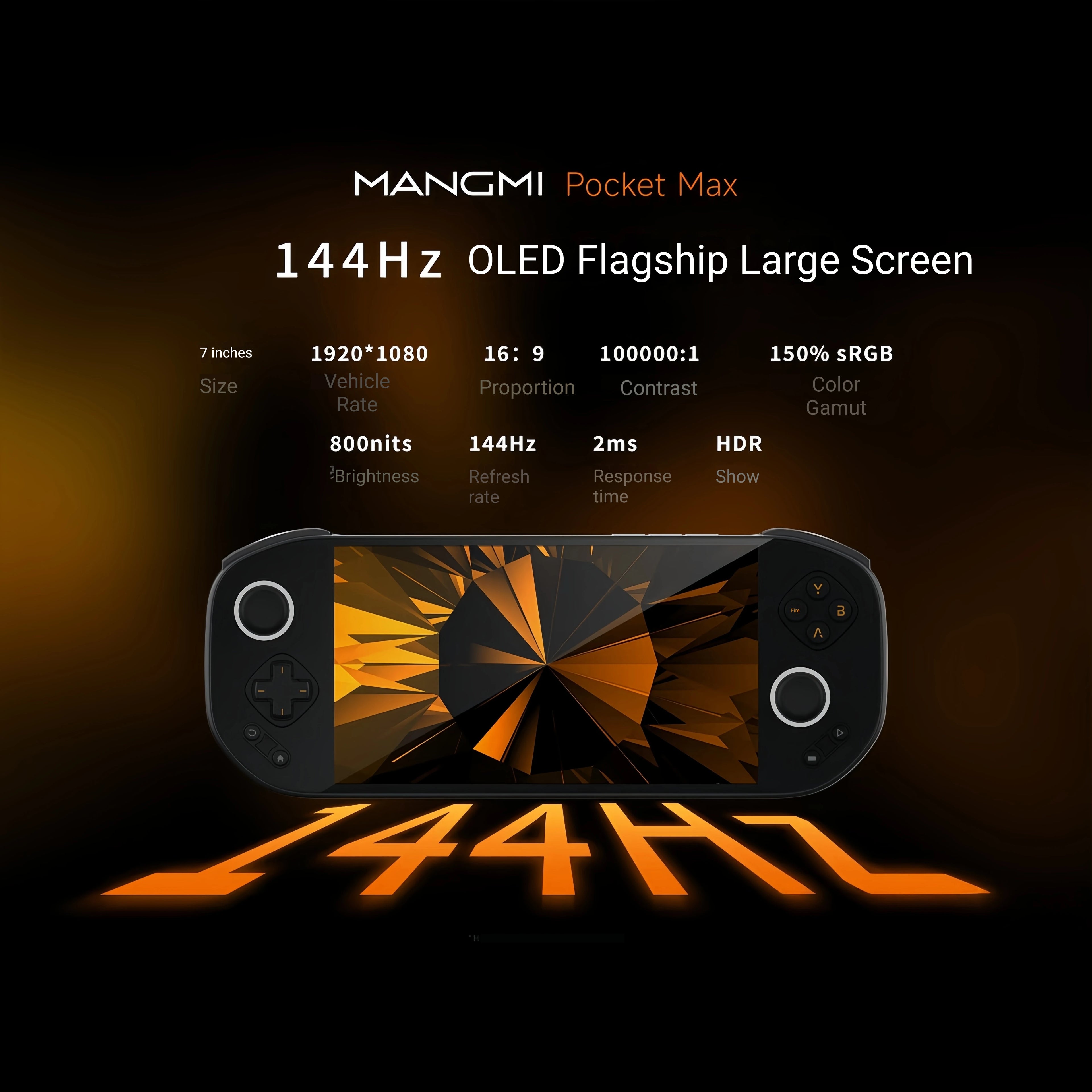 NEW MANGMI Pocket Max 7-inch 144Hz OLED Qualcomm SD865 Hall Trigger Magnetic Module 8000mAh Battery Portable Retro Game Console