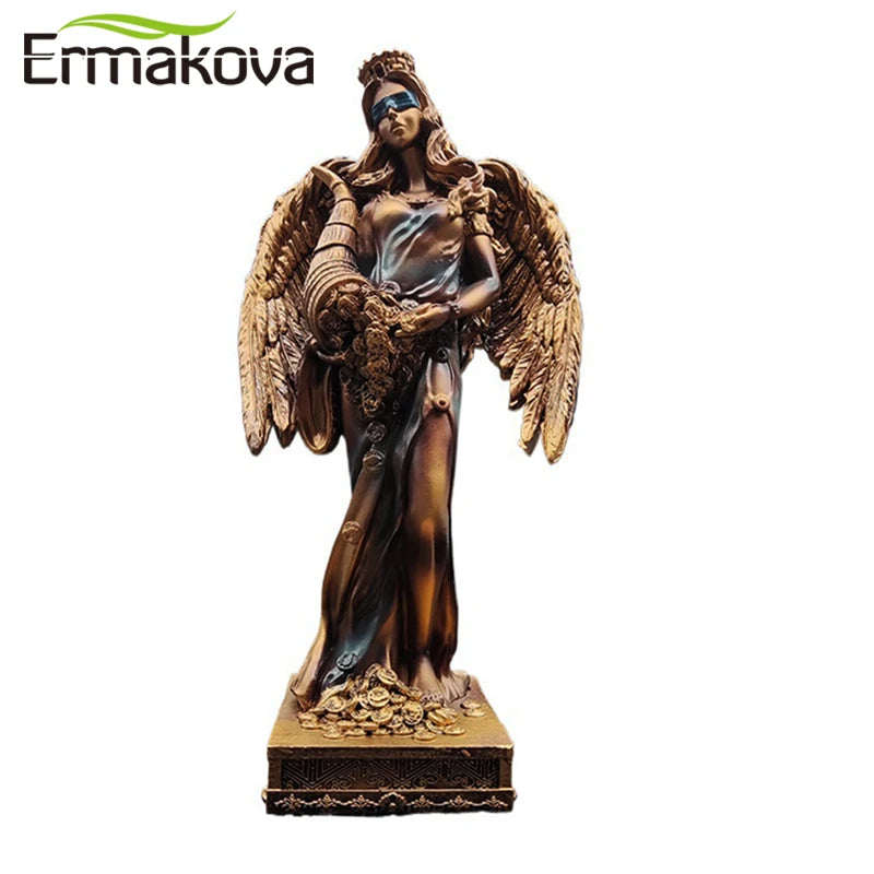 ERMAKOVA Harz-Statue der Glücksgöttin mit Flügeln, mythische Engelsfigur, griechische Skulptur, Geschenk, Heimdekoration