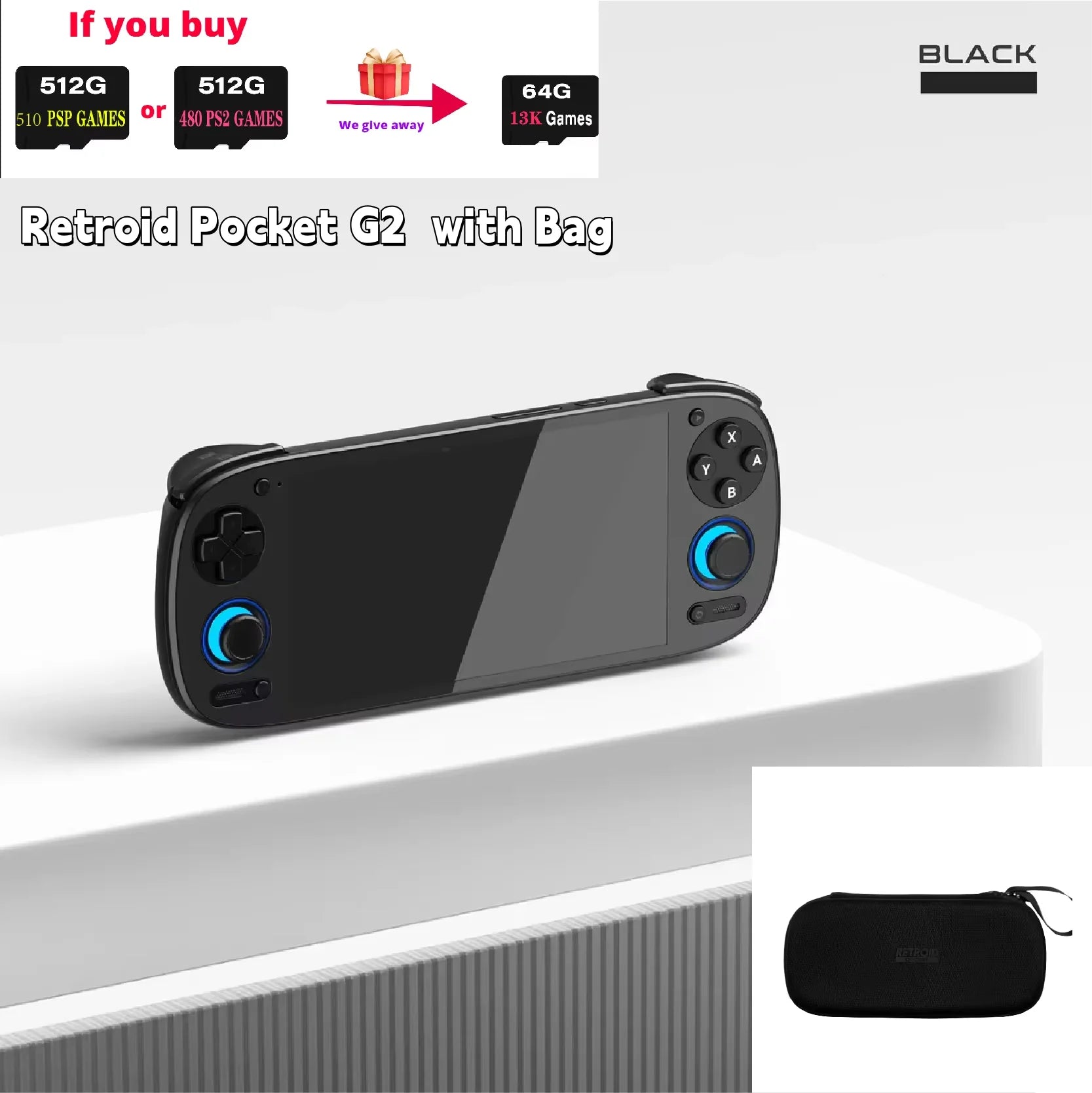 Retroid Pocket G2  Android Game Console 5.5Inch 1080P AMOLED Screen RP G2 Hall-Effect Joystick 5000mAh Handheld Consoles PSP PS2