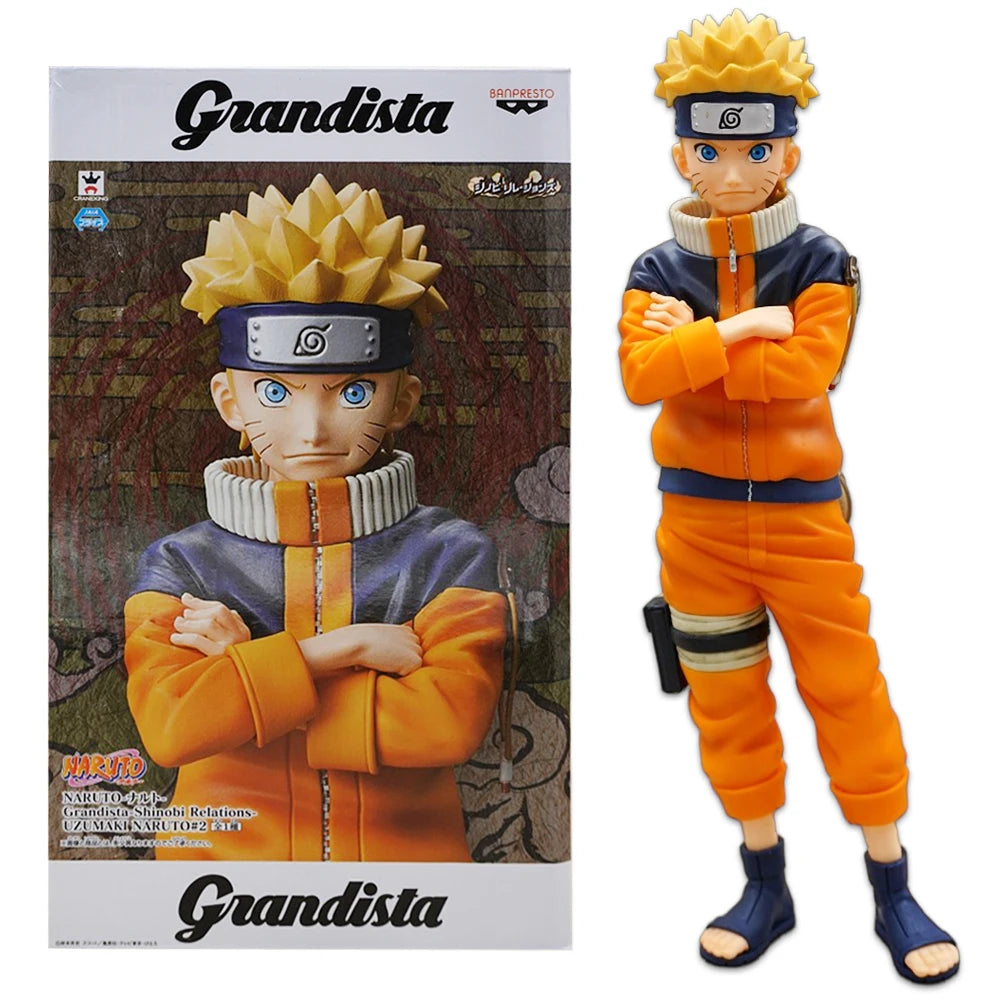 25 cm große Anime-Figur Naruto Shippuuden Uzumaki Naruto Grandista Shinobi Relations Nero mit austauschbarem Gesicht, Spielzeug-Actionfigur