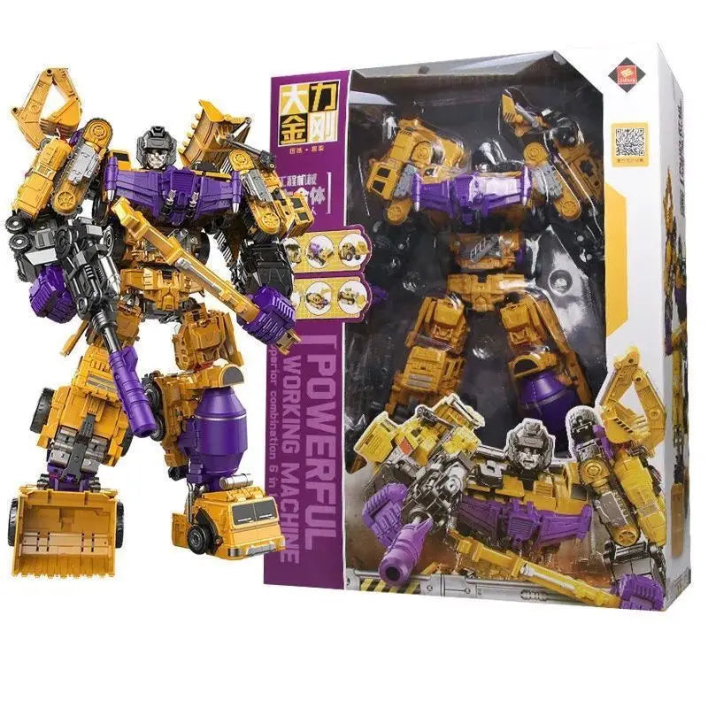 New Hot 6 In 1 Nbk 42cm Devastator Toy Transformation Ko Robot Car Combination Action Figure Excavator Blender Model Kid No Box