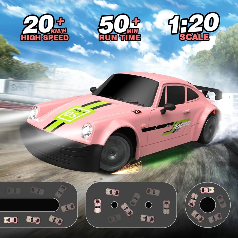 Remote Control Car RC Drift Car 2.4GHz 1:20 4WD 20KM/H High Speed Vehicle with LED Lights Racing Toy for Children Kids Adults
