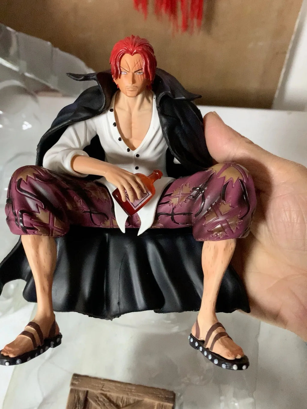 One Piece King Gk Anime Statue Modell Rote Haare Four Kings Shanks Bt Sitzhaltung Sammlerstück 17cm Ornament Actionfigur