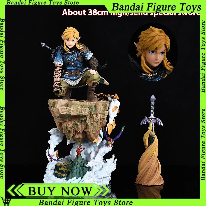 38CM The Legend Of Zelda Figure Link Figures Statue Anime Periphery Model Dolls Desk Decoration Kids Toy New Year Gifts