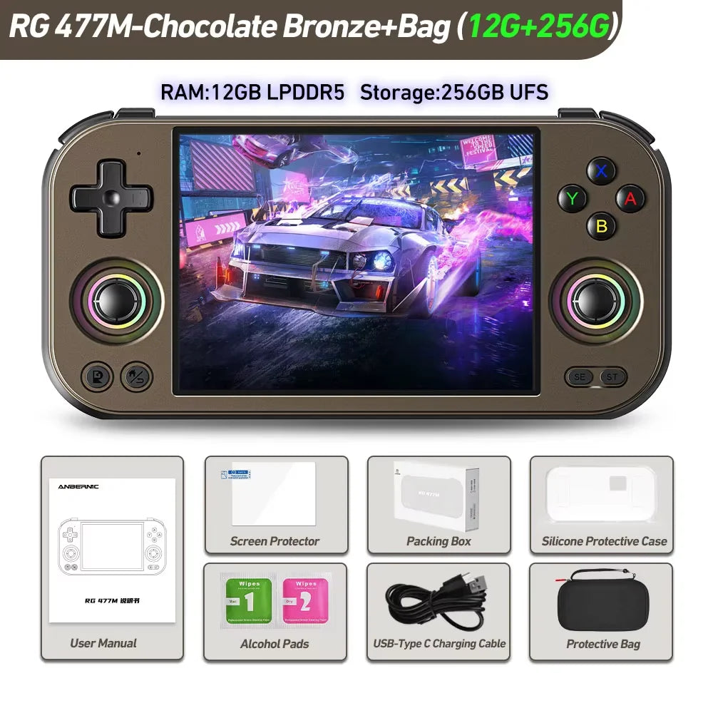 ANBERNIC RG477M RG Slide Retro Handheld Game Video Player Console 4.7-inch LTPS Android 14 Bluetooth WIFI 12G+256G PS2 RG 477M