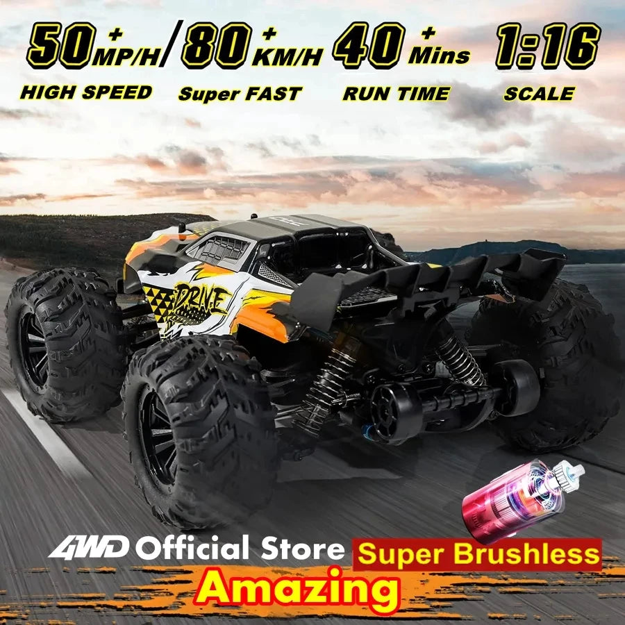 4WD Ferngesteuertes Auto Offroad 4x4 RC High Speed ​​Buggy Truck Super Brushless 50 oder 80KM/H Schnelles Drift Racing Spielzeug Kinder Erwachsene