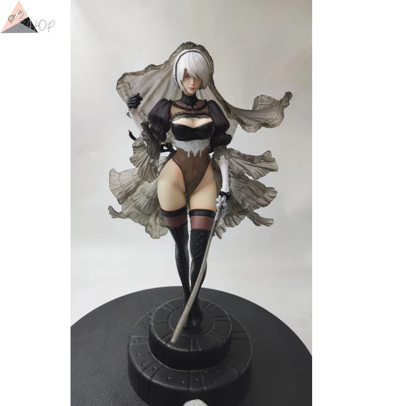 NieR:Automata Nier Bridal Gown Figure, Dual Interchangeable Head Sculpts, Elegant Collectible Model Gift for Fans