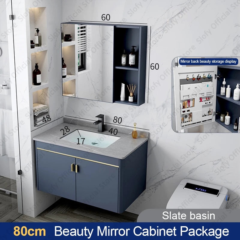 Beauty Mirror Cabinet Integrated With Artistic Ceramic Vessel Sink Multifunctional Bathroom Vanity Modern Bathrooms Furniture