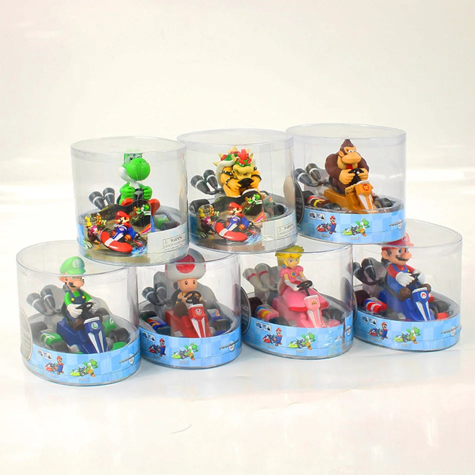 Mario Kart Figure Mario Power Car Cartoon Action Figure Cute PVC Model Desktop Ornaments decoration Toys Holiday Gifts