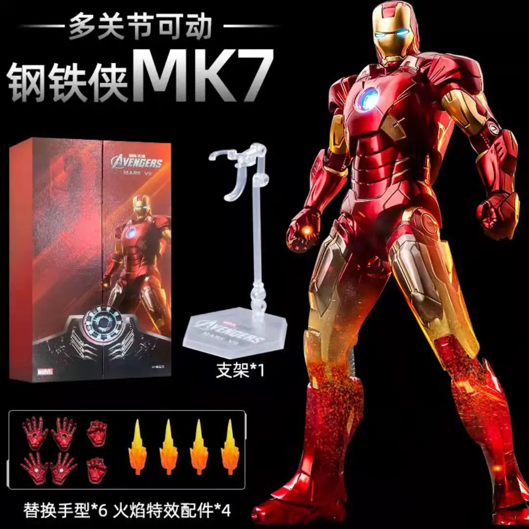 ZD Toys Marvel Iron Man MK2 Action Figure 18cm 20 Articulated Joints With Illuminated Charging Hall Of Armor Extra Hands