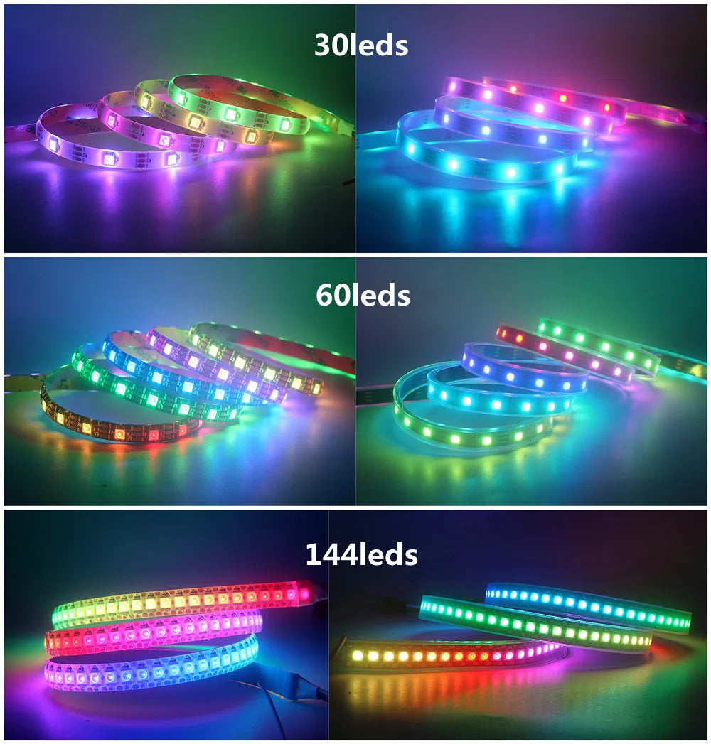 WS2812B Led Strip With SP110E USB Bluetooth Controller WS2812 30/60/144 Pixels/m RGB Individually Addressable LED Light Kit DC5V