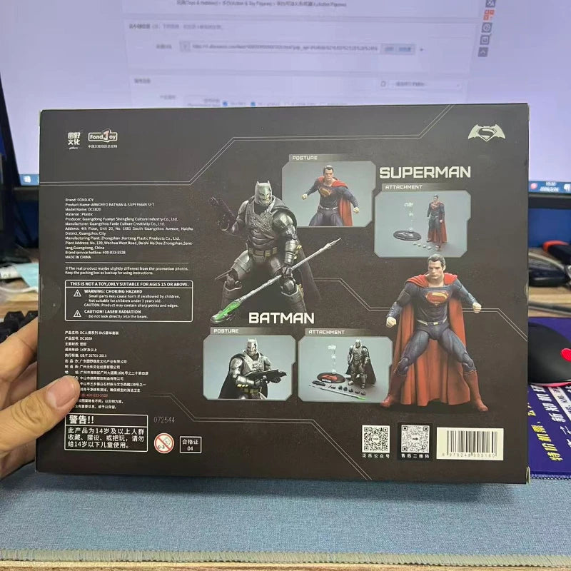 NEW Fondjoy BVS Figure Set Armored Batman Battle Damaged Superman Action Figures 1/9 Batman v Superman：Dawn of Justice DC Toy