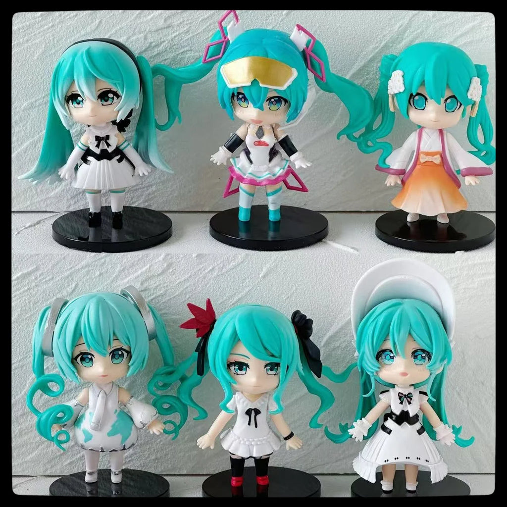 hatsune miku Q version figure cute anime girl model MIKU doll toy desktop gashapon ornament anime peripheral birthday gift 6pcs