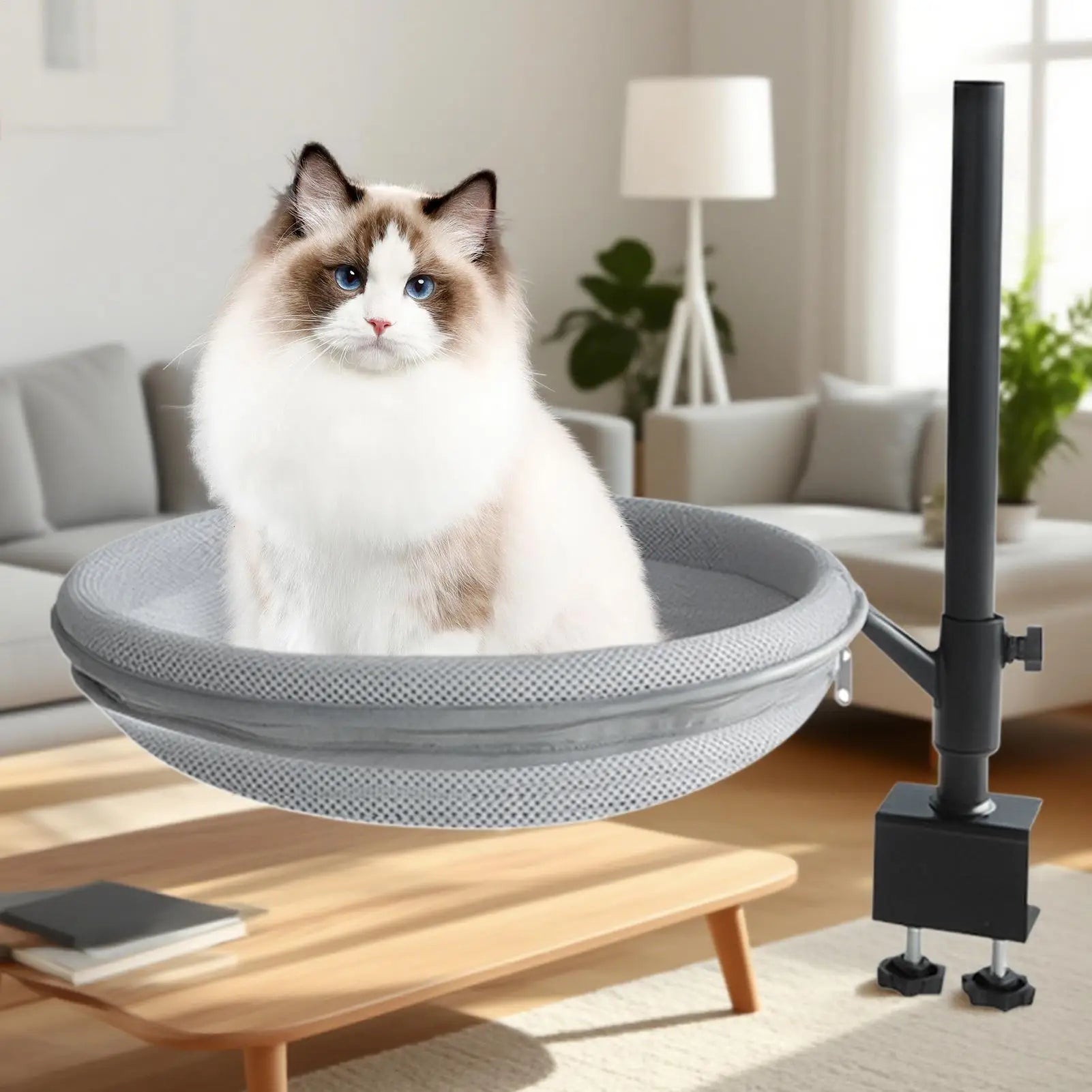 Cat Desk Bed 360 Rotating Pet Hammock detachable comfortable soft pet bed Table Mount for game table kitchen countertop desk