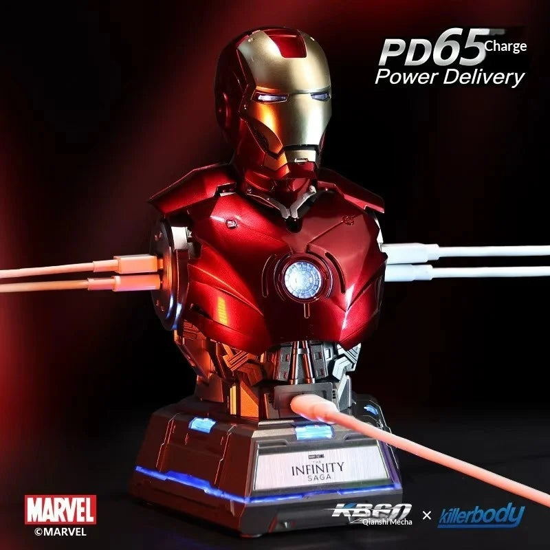 Marvel Hero Iron Man Charging Center Chest Armor Robot Charger Action Figure Desktop Decoration Gift
