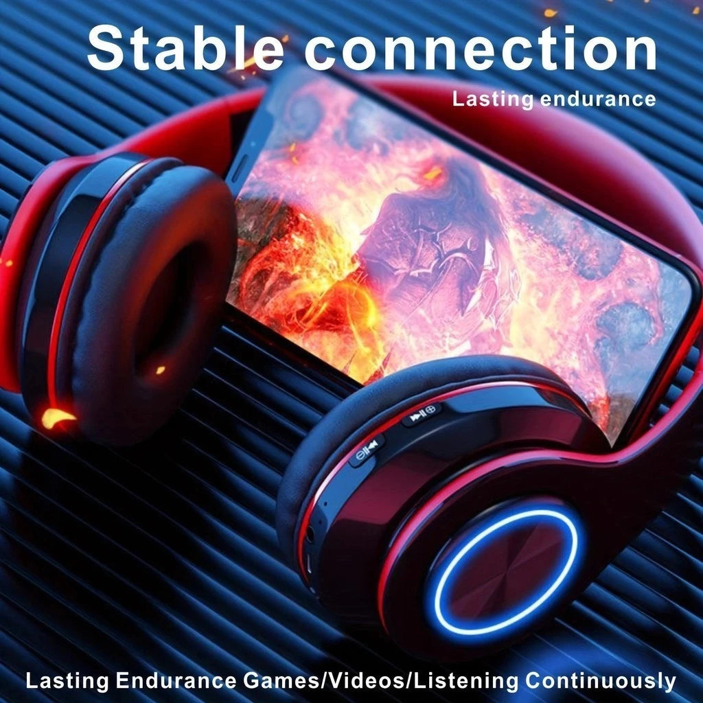 Wireless Bluetooth 5.0 Headphone With Microphone On-Ear Headset Stereo Sound Earphones Sports Gaming Foldable Headphones Game