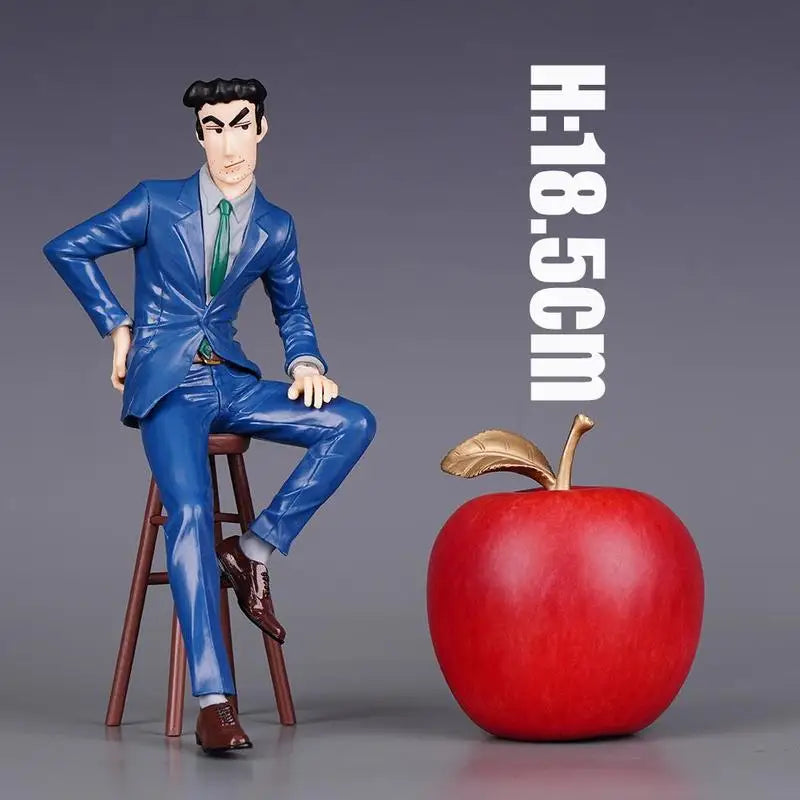 19cm Nohara Hiroshi Anime Figures Suit Nohara Shinnosuke Father Garage Kit Model Desktop Ornament Children Toys Birthday Gifts