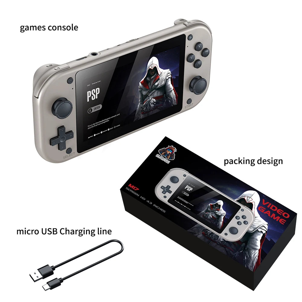 M17 Retro Handheld Video Game Console 4.3inch Screen 64G 128G Open Source Linux System Portable Pocket Video Player 30000+ GAMES