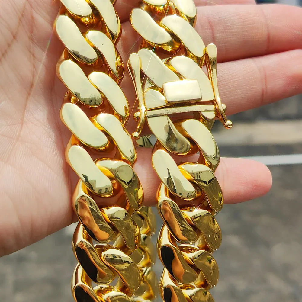 Herren 22mm Cuban Link Armband Hip Hop Schwere Messing Miami Cuban Link Kette Chunky Armband Schmuck Für Jungen Geschenk Drop Shipping