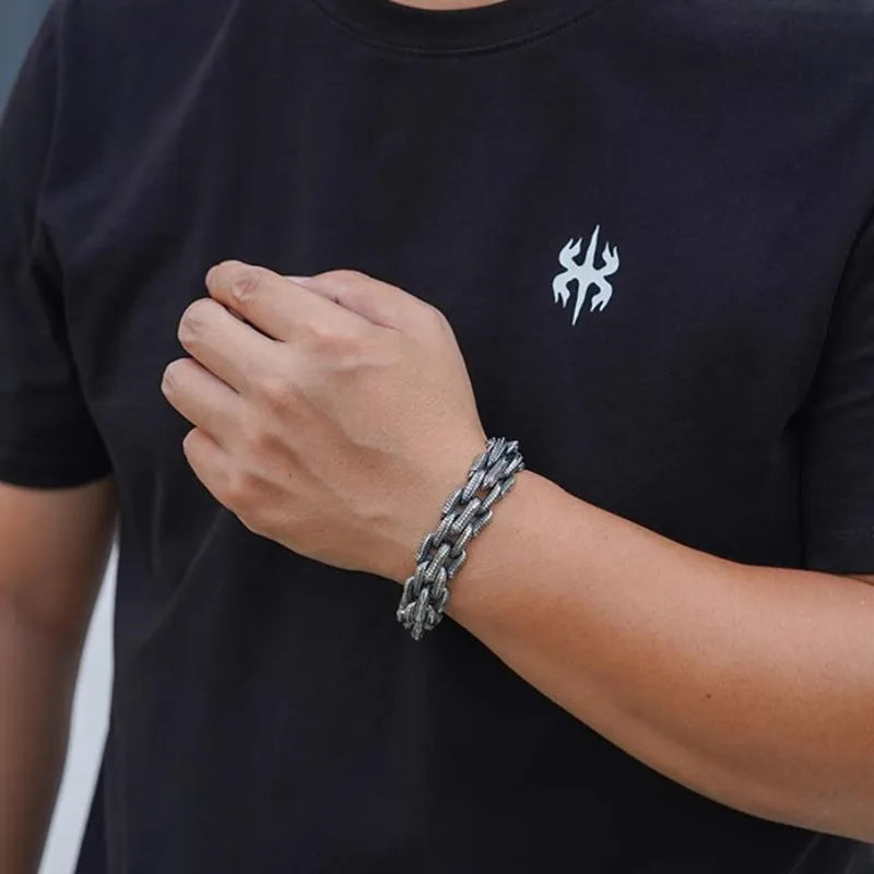 Bracelet Bangle Pure 925 Sterling Silver Dragon Scale Chain Punk Rock Luxury Brand Fine Jewelry Man Woman 2024 New In Gift B19