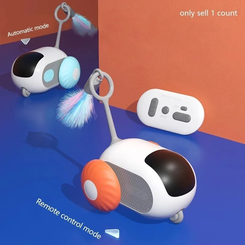 Smart Car Cat Toy Interactive Cat Toy Ball Automatic Rolling Remote Control Toy Car Indoor Cat Accessories Pet Kitten Supplies