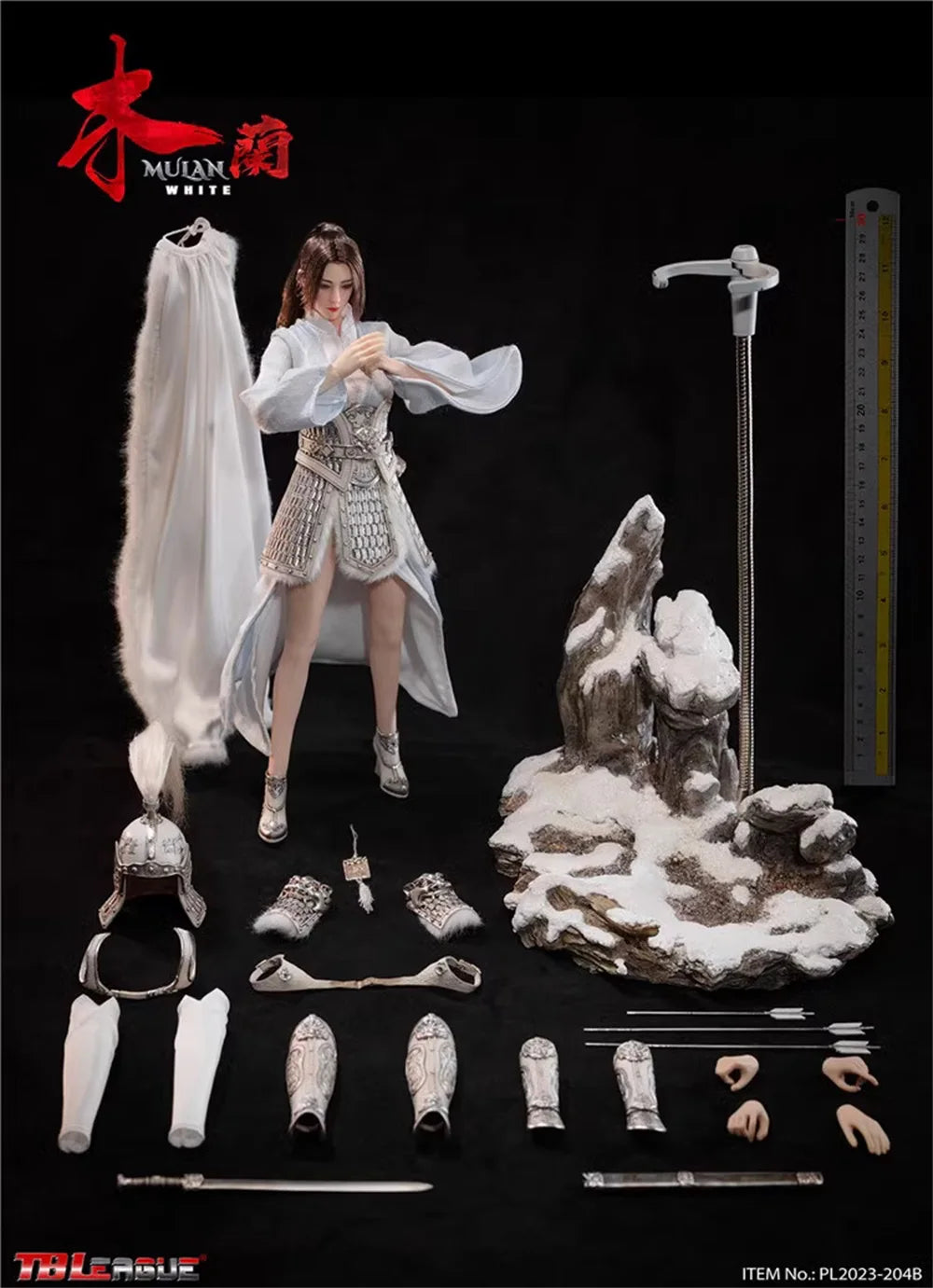 1/6 TBLeague PL2023-204B White Version Princess Female Warrior Hua Mulan Full Set Moveable Action Figure Gift For Fans Collect