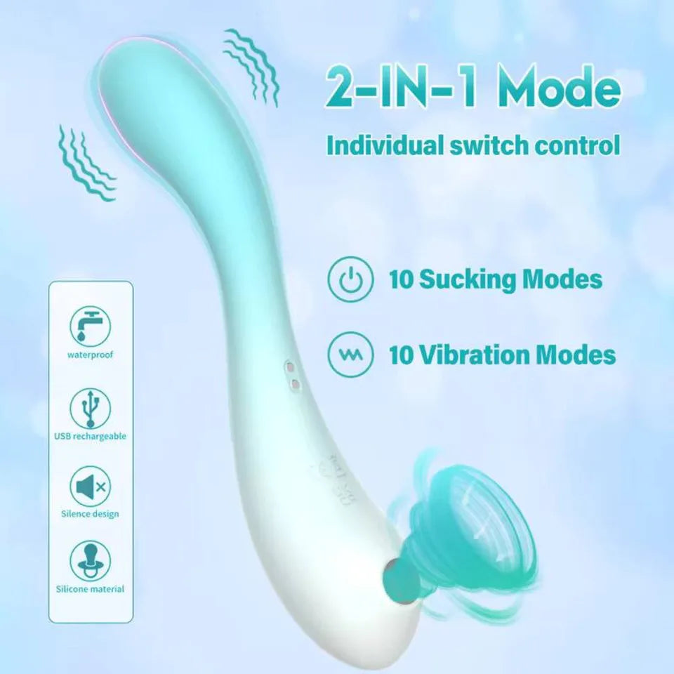 Sucking Gradient Double Headed Vibrator Female Masturbation Clitoral Orgasm Massager Sexy Adult Female Vibration Toy Dildo