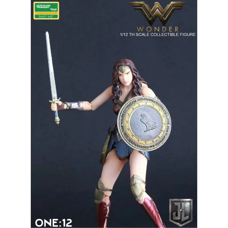 Bandai Super Hero Wonder Woman anime joint can move Action Figure Collectible Model Toy 6inch 15cm color box Doll ornaments