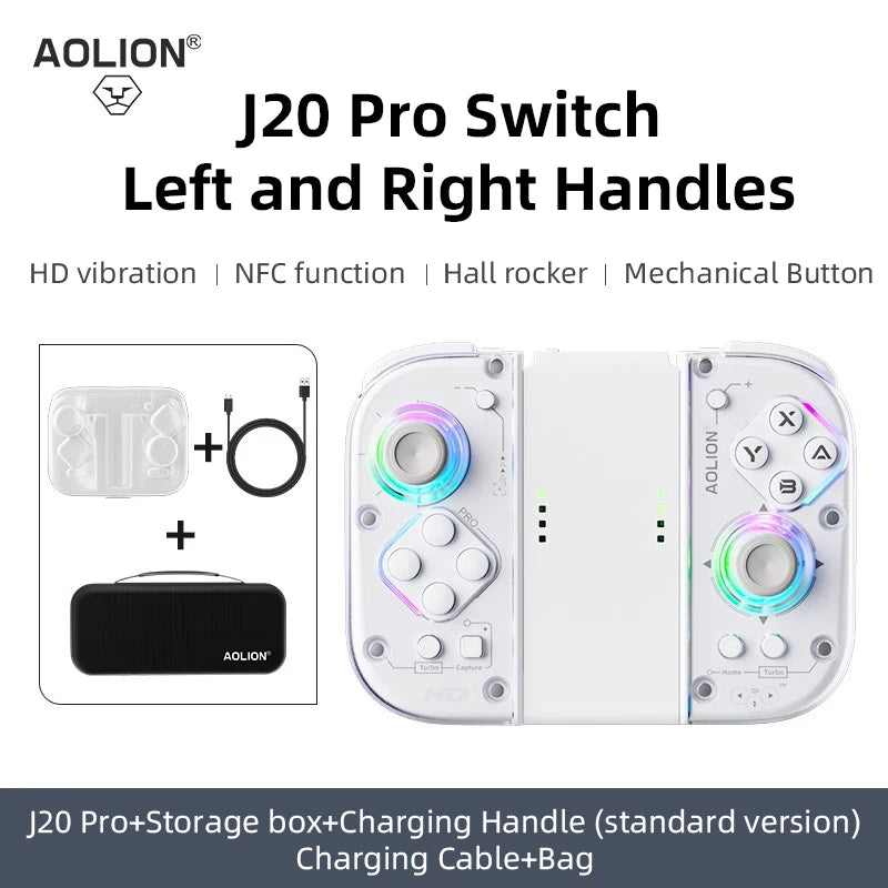 Aolion J20 Wireless Knight Left And Right Gamepad RGB Motion Sensing Hall Joystick For Nintend Switch 1/2 Contorller Accessories